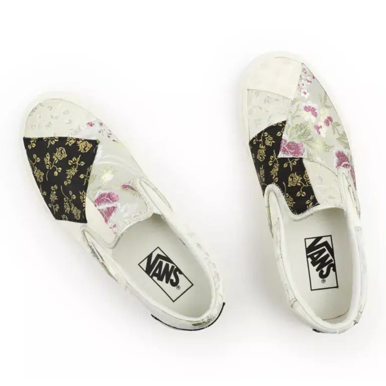 Vans Slip-On Brocade Patchwork Sneakers Women’s 5.5 White Skate Shoes Casual