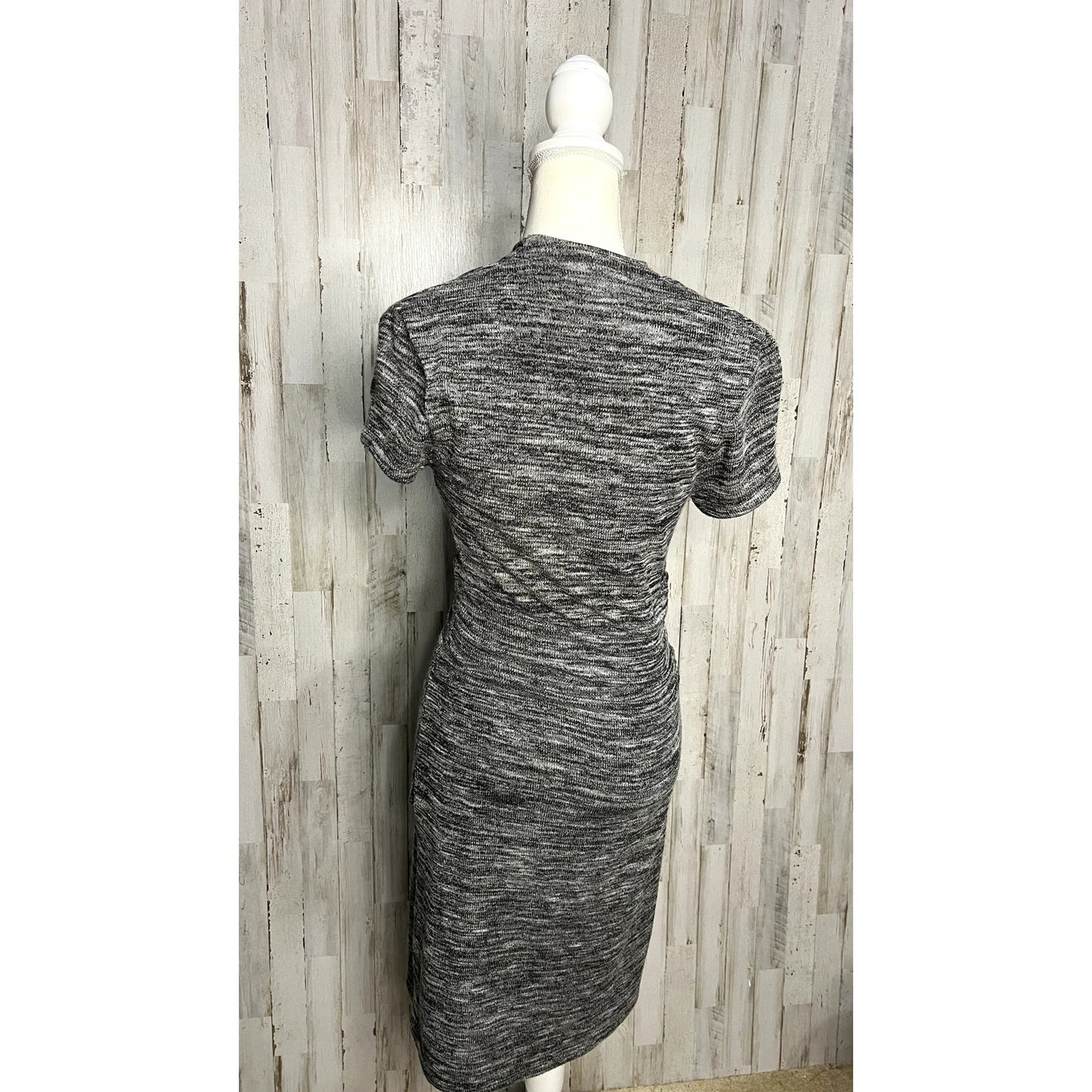 Maeve Women's Gray Cinched Surplice Faux Wrap Dress Size Small Knee Length