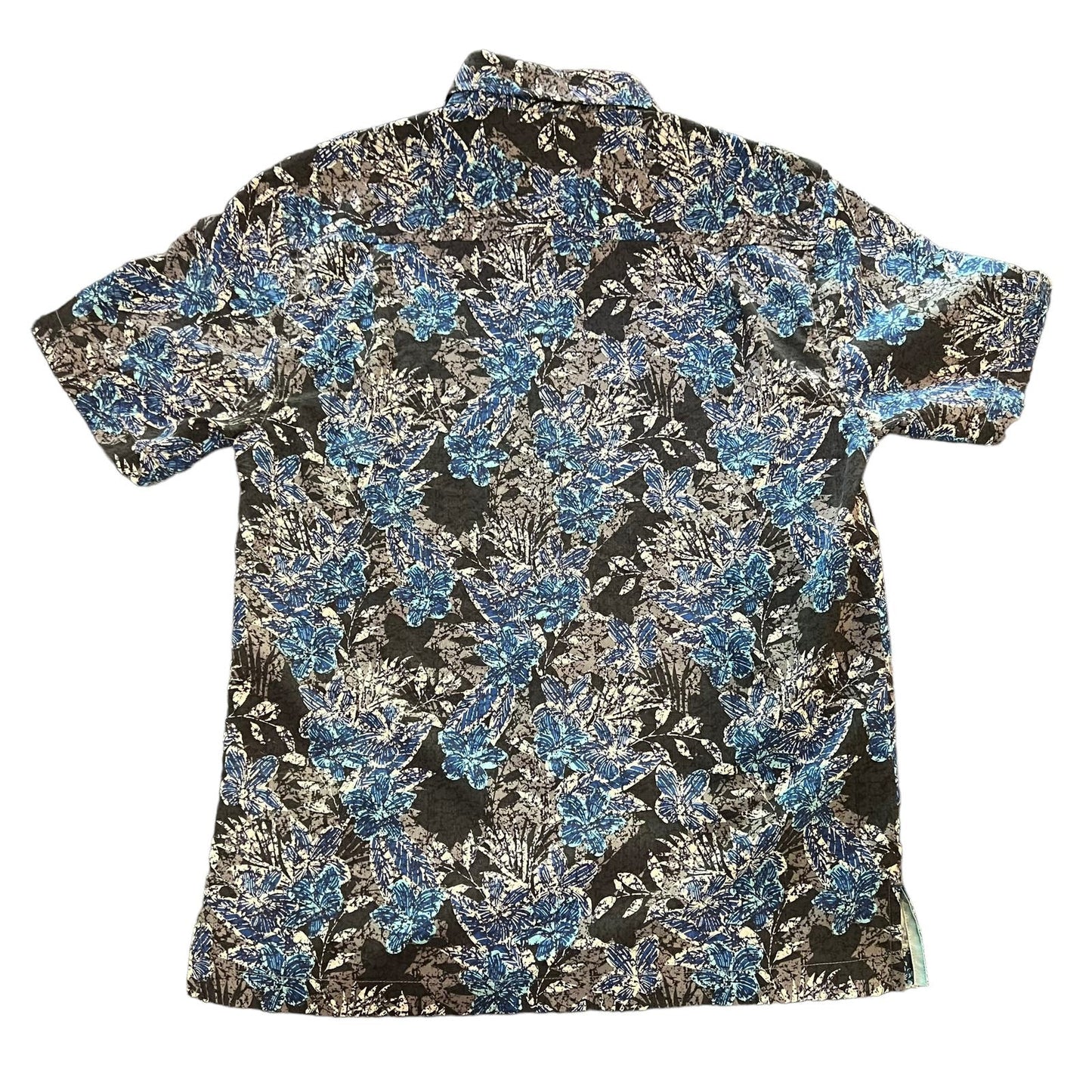 Tommy Bahama Men's After Hours Blooms Short Sleeve Black/Blue Camp Shirt - Men’s Small