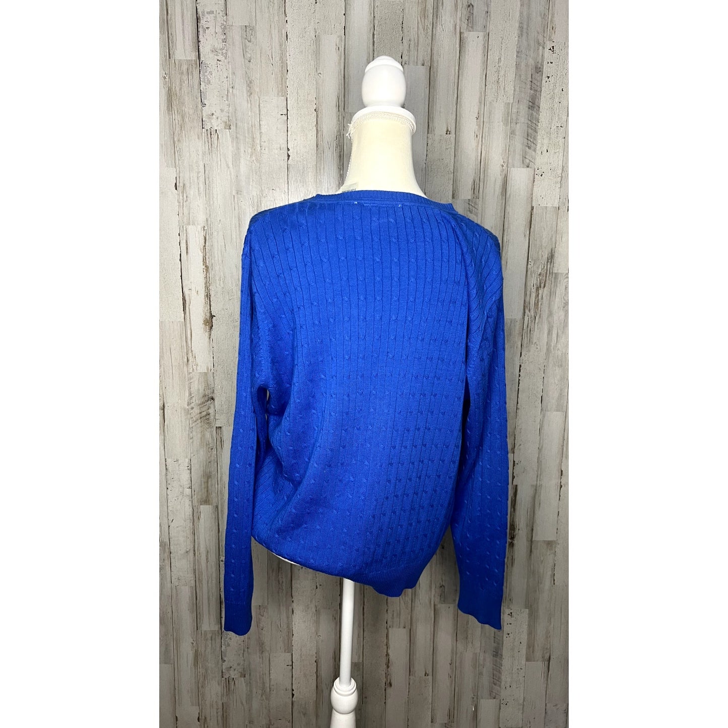 Kim Rogers Women's Blue Cardigan Sweater Size Large Button Front Long Sleeve