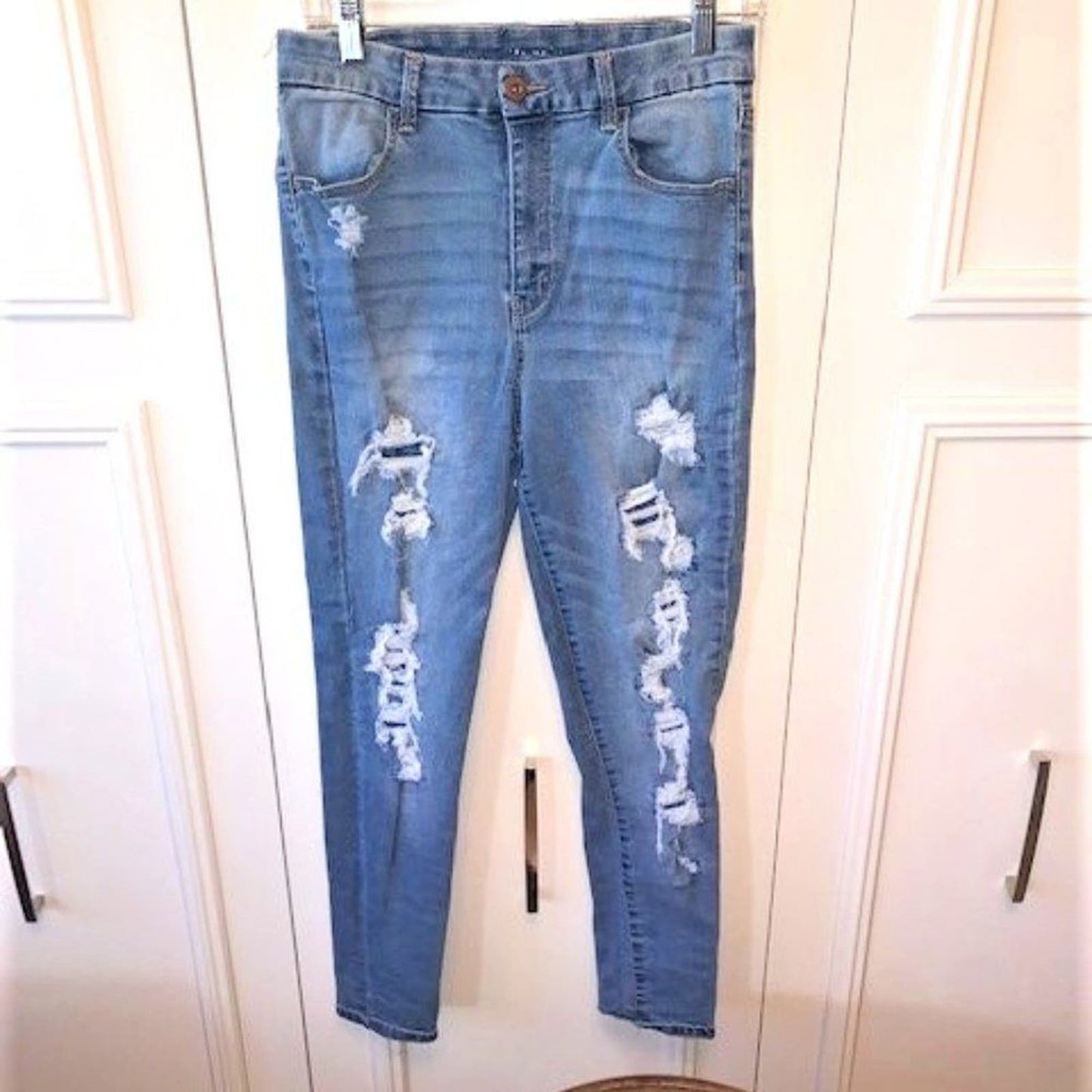 high rise blue skinny jeans  13