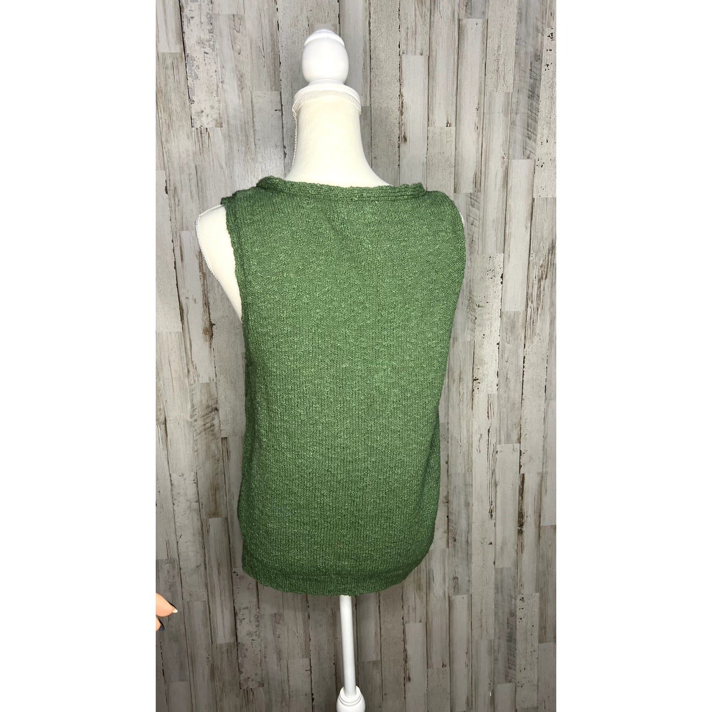 J.Crew Women's XL Green V-Neck Sleeveless Knit Tank Top Casual