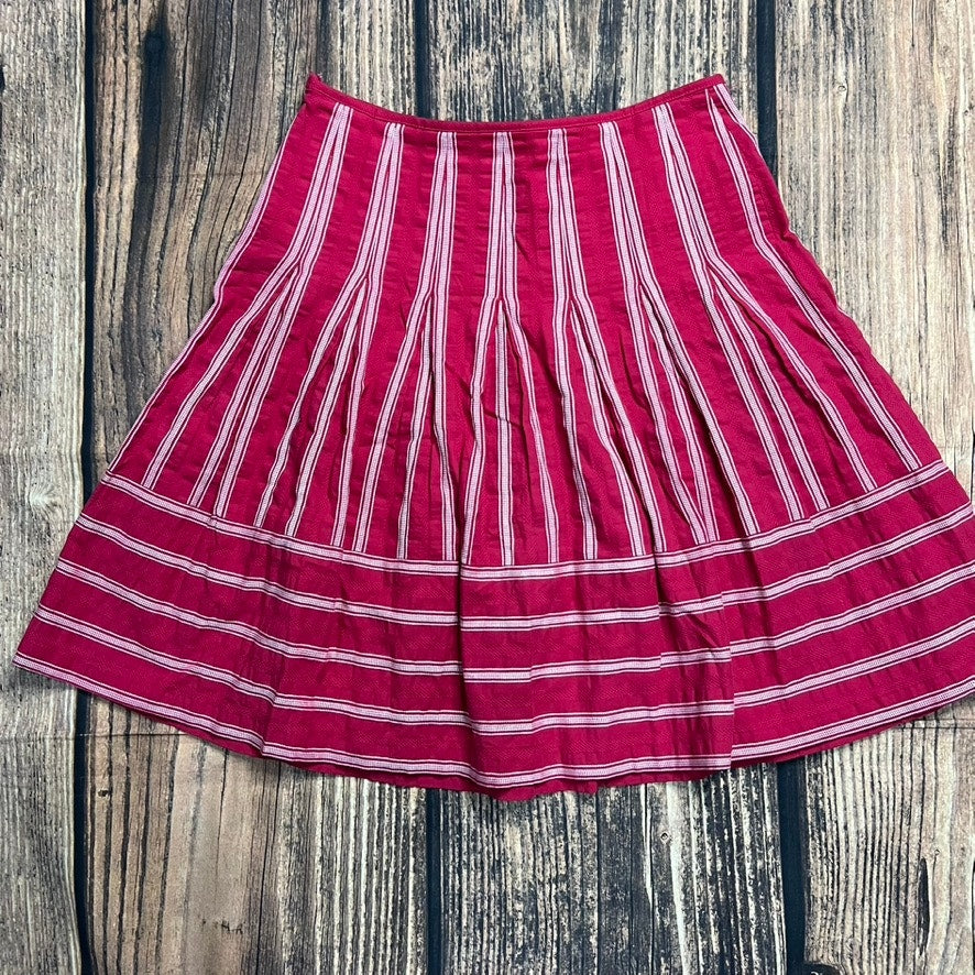 Talbots Women's Pink Striped A-Line Knee Length Skirt Size 8 Casual