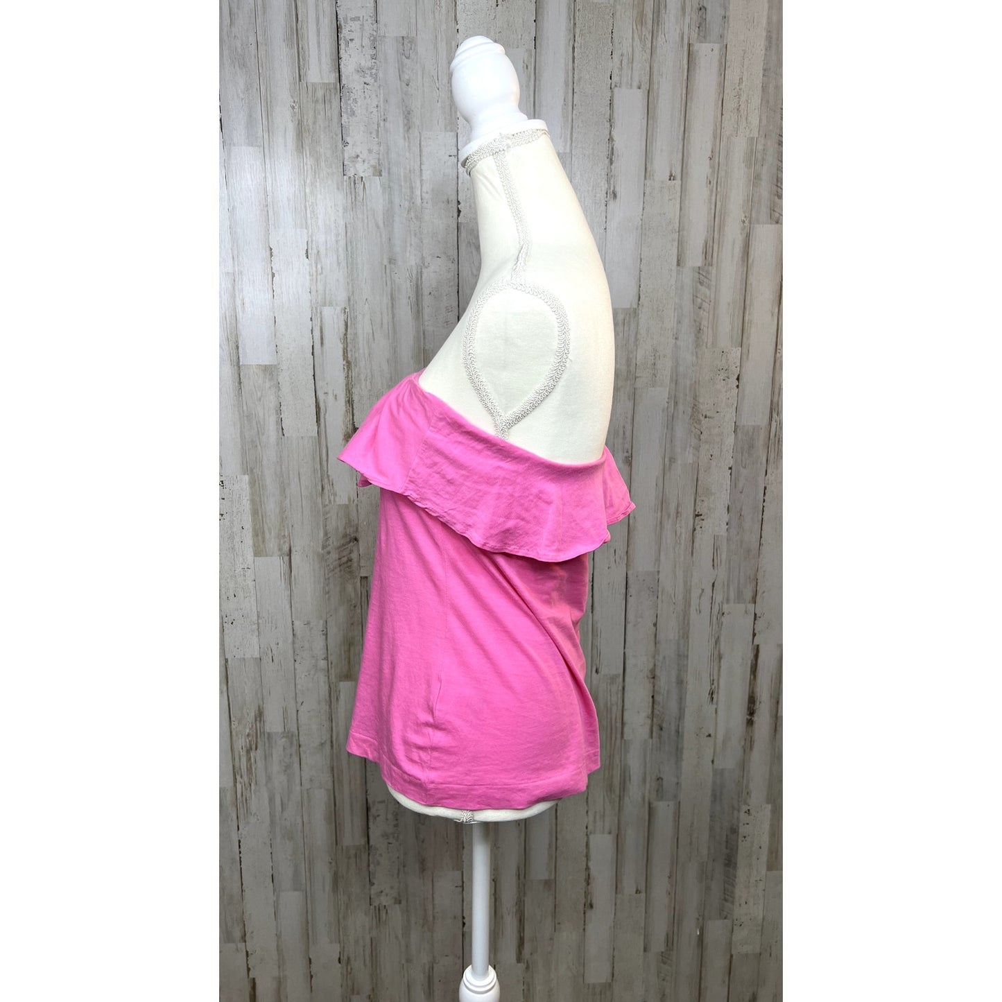 Lilly Pulitzer Women's XS Pink Silk Ruffle Tube Blouse Strapless Summer Top