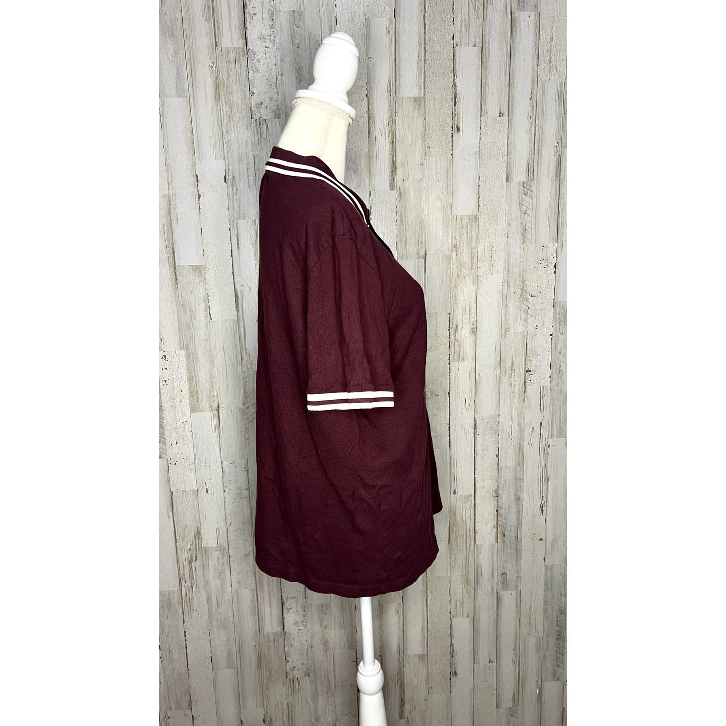 ASOS DESIGN Men's Burgundy Polo Shirt Size Large Short Sleeve Casual