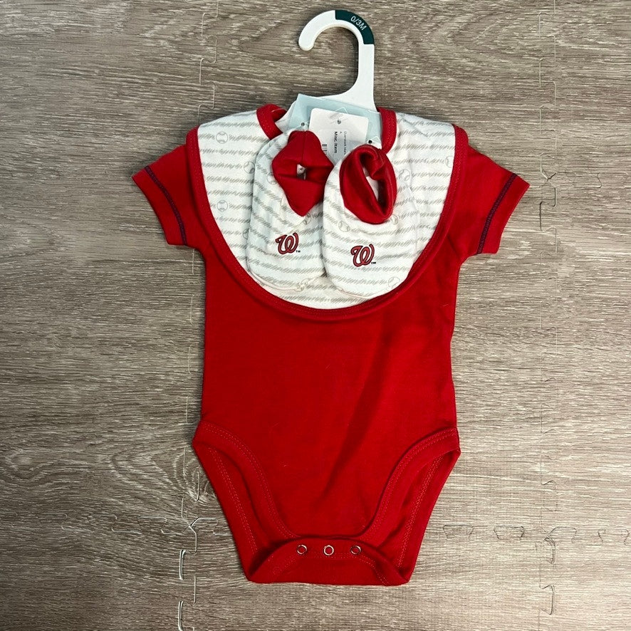 NWT MLB Washington Nationals Infant Bodysuit & Bib Set Red Unisex 6-9 Months