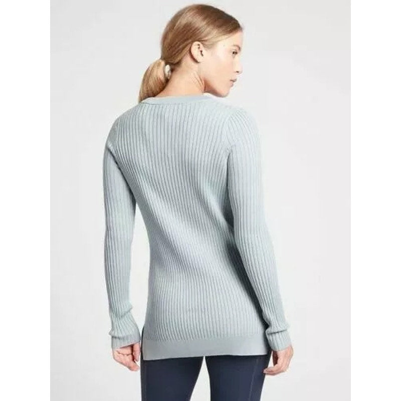 Athleta Women's XL Lincoln Park Blue Long Sleeve Tunic Ribbed Pullover Sweater