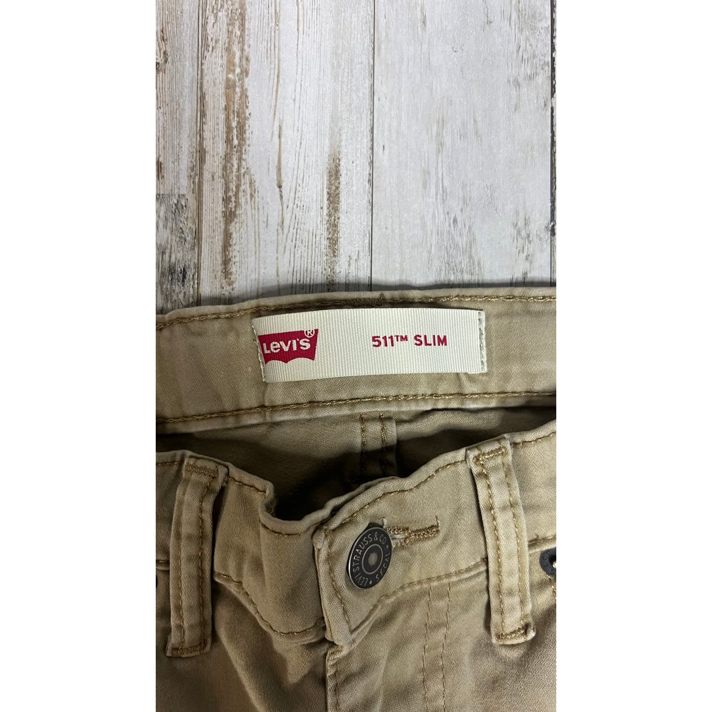 Levi's 511 Slim Khaki Tan Pants Youth Kids Size 12 Adjustable Waistband