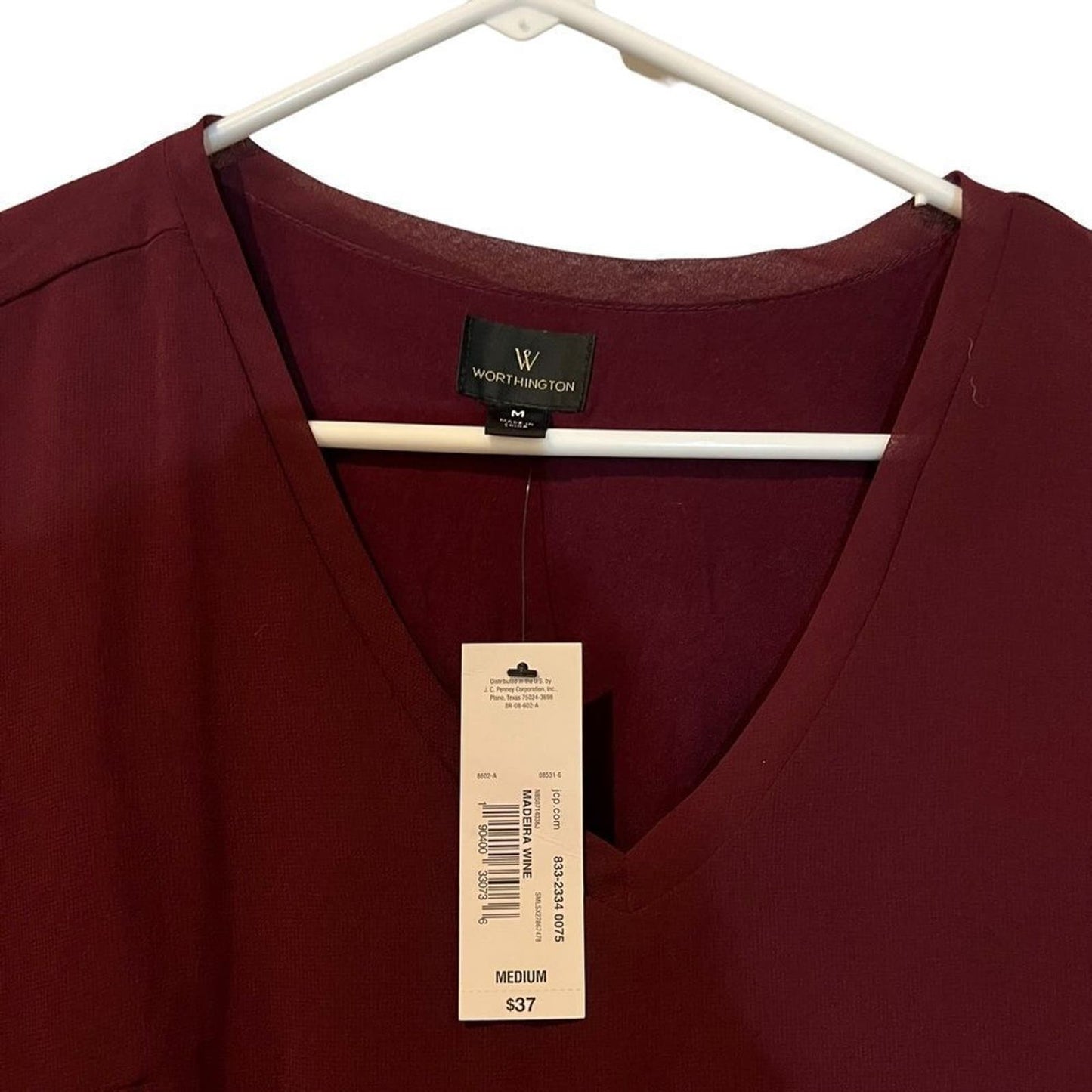 NWT Worthington Burgundy Blouse Size Medium