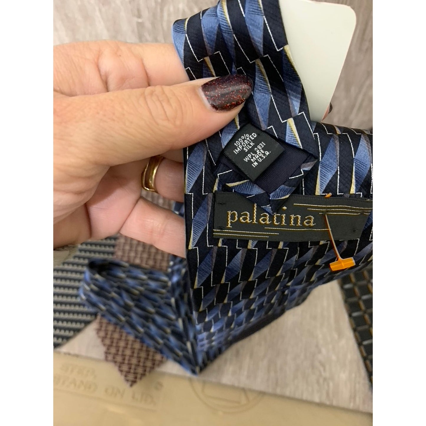 Set of 5 Palatina Vintage Men's Silk Necktie Collection Geometric