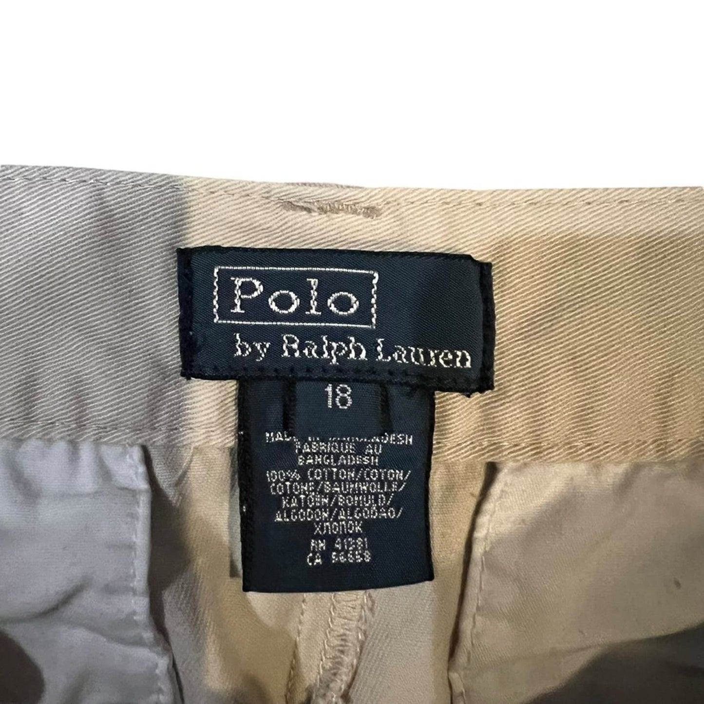 Polo Ralph Lauren Boy's Cotton Khaki Pants Chinos Size 18