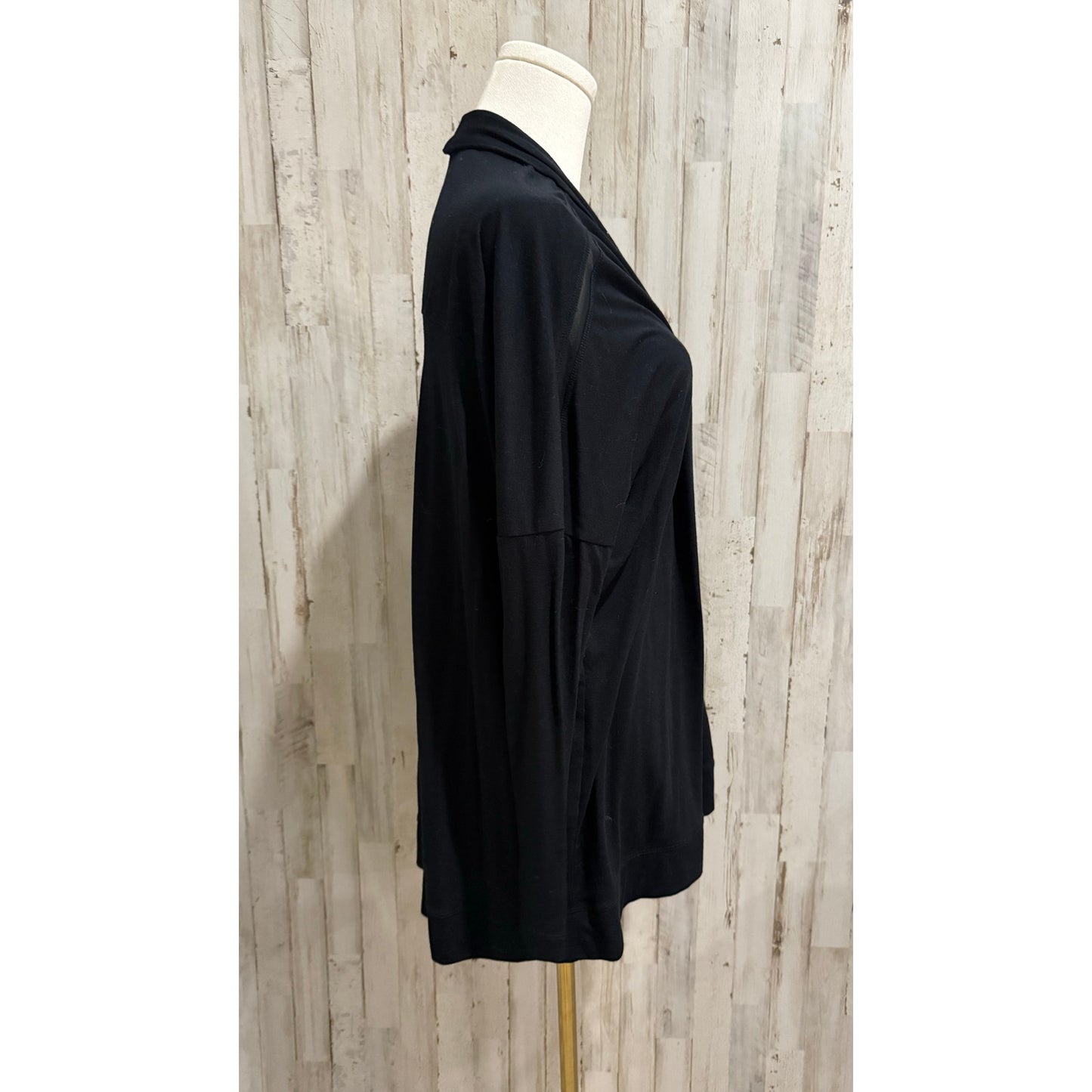 Columbia Cardigan Womens XS Black Open Front Draped Long Sleeve Stretch