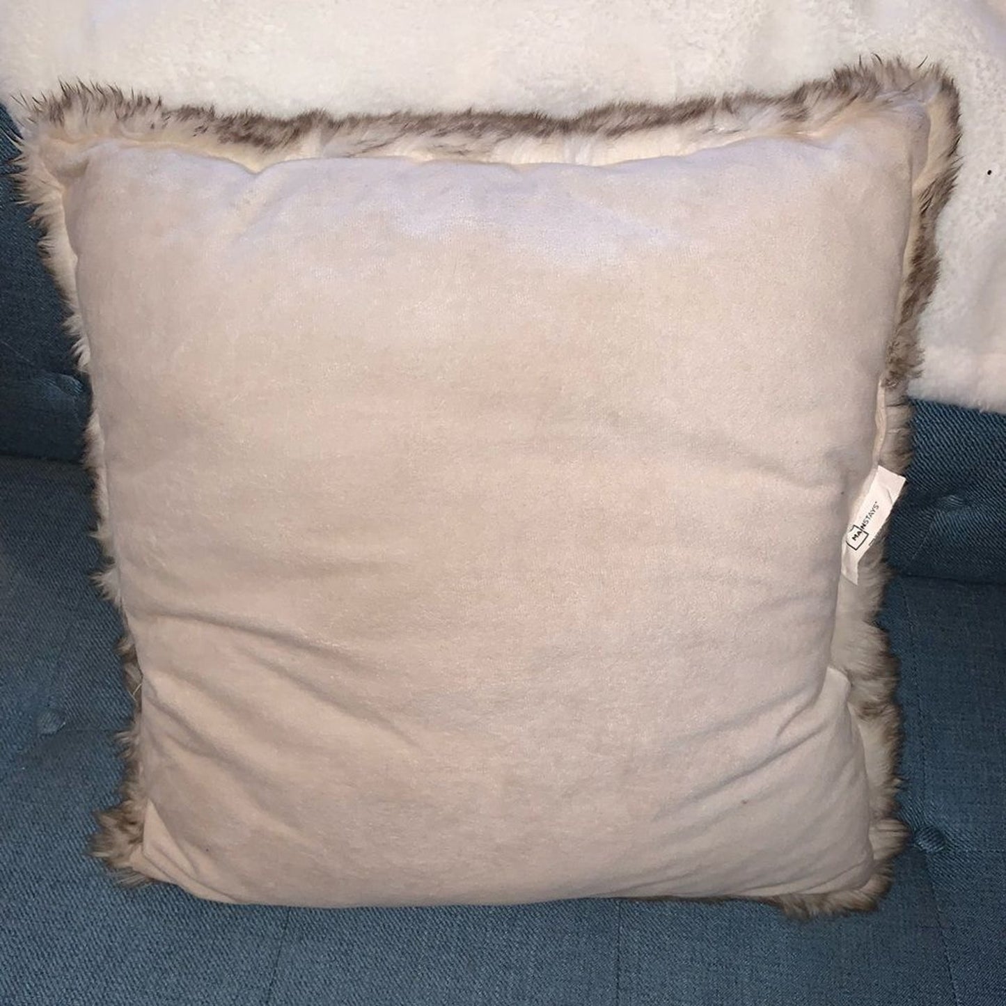 Farmhouse Rustic Faux Fur Square Throw Pillow