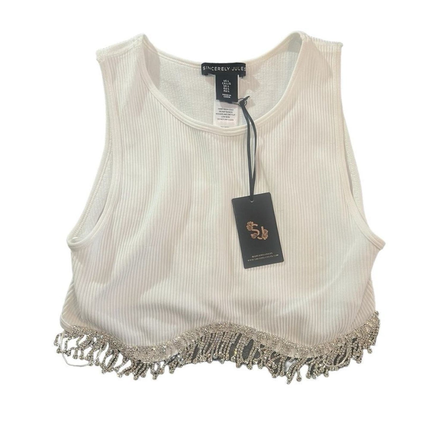 NWT Sincerely Jules Embellished Sleeveless Crop Top Size Large