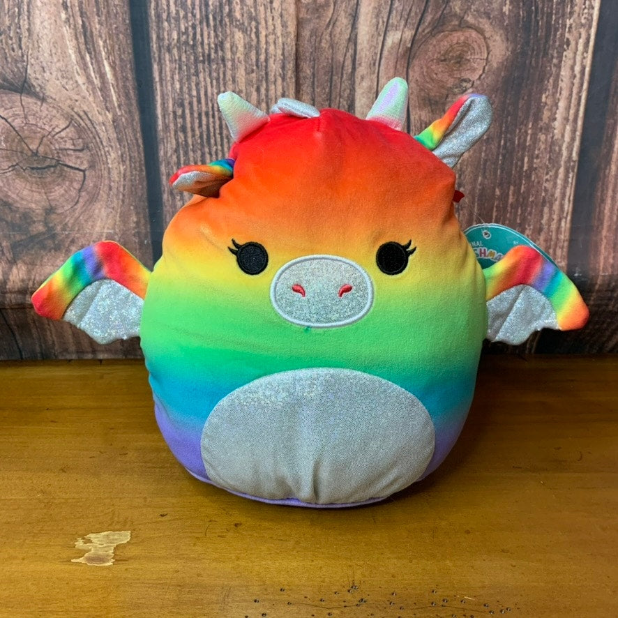 NWT Squishmallows Calypsa Rainbow Dragon Plush 8 in Pride Collection Hang Tag