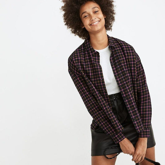 Madewell Flannel Westlake Shirt in Stoppard Plaid Size Small