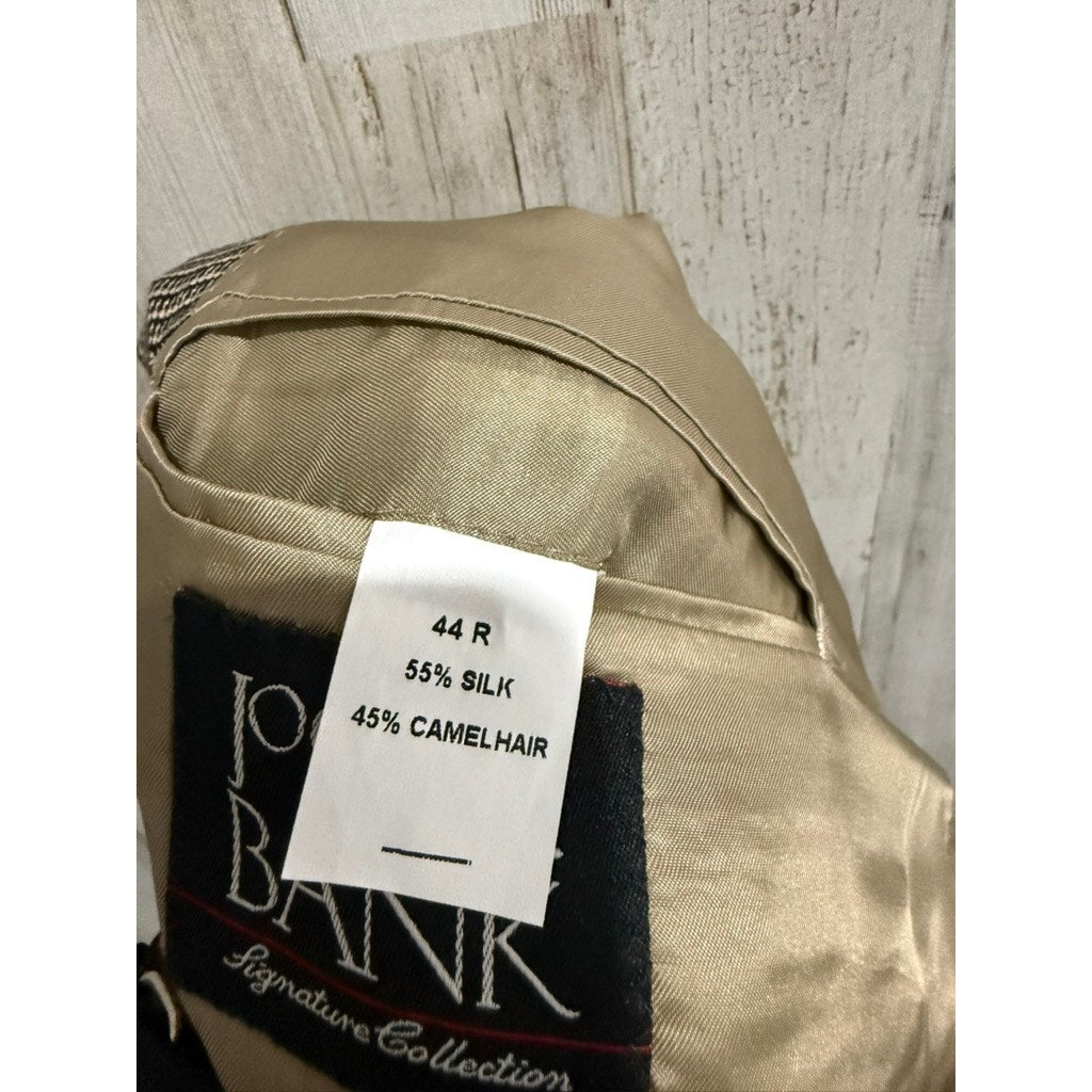 Jos. A. Bank Sport Coat Blazer Mens 44R Glen Plaid Black White Gray