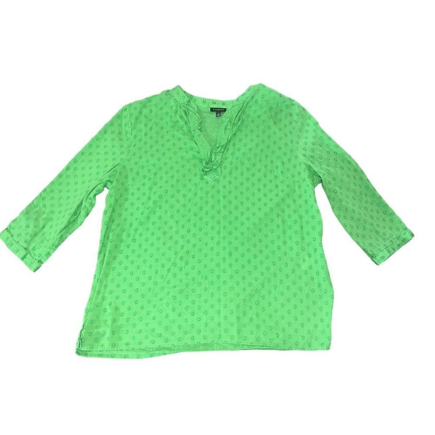 Talbots Green V neck Quarter Sleeve Size Medium