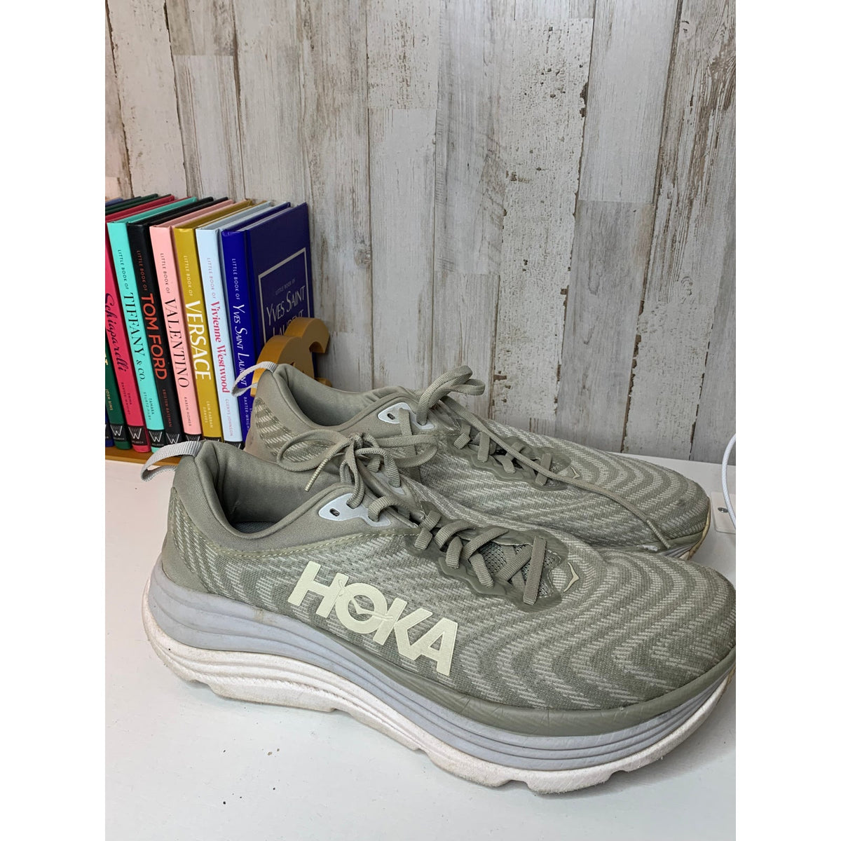 Hoka Gaviota 5 Running Shoes Size 11.5 Gray Sage Cushioned Athletic Sneakers
