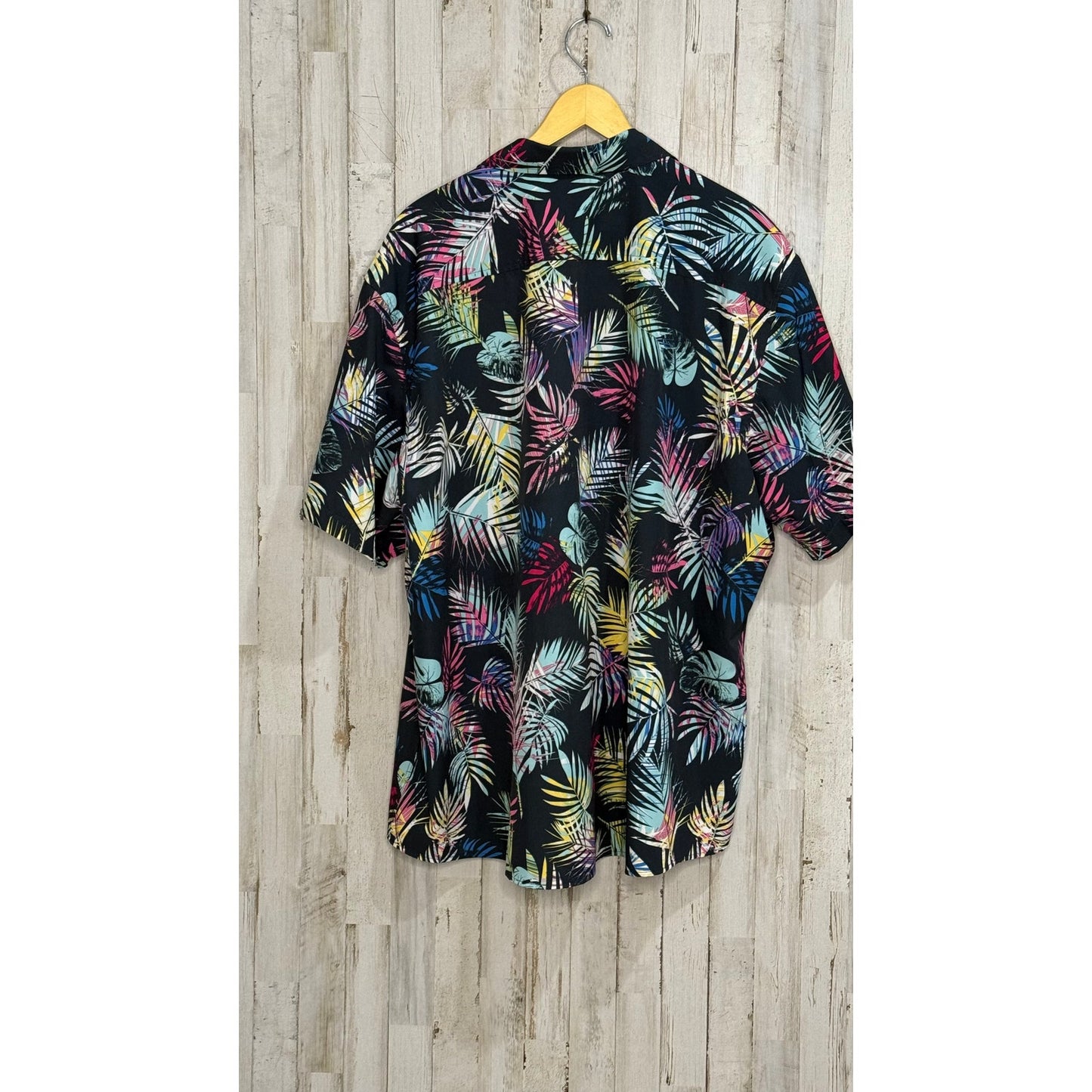 Outdoor Sports Men's 3XL Hawaiian Shirt Tropical Leaf Print Short Sleeve Casual