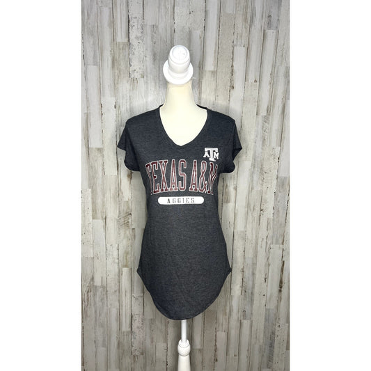 NWT Texas A&M Aggies Women's V-Neck T-Shirt Gray Size Small Short Sleeve