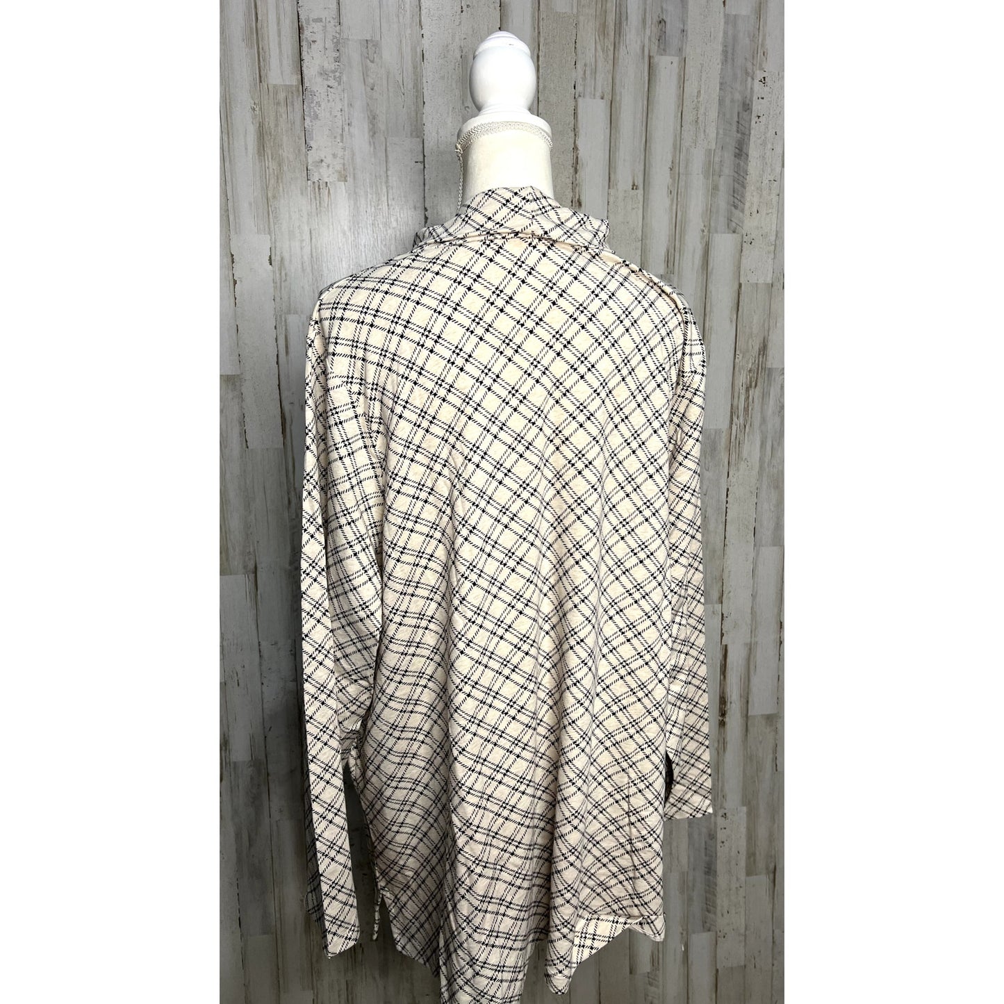 Lands' End Women's 3XL Plaid Turtleneck Long Sleeve Blouse Multicolor Casual
