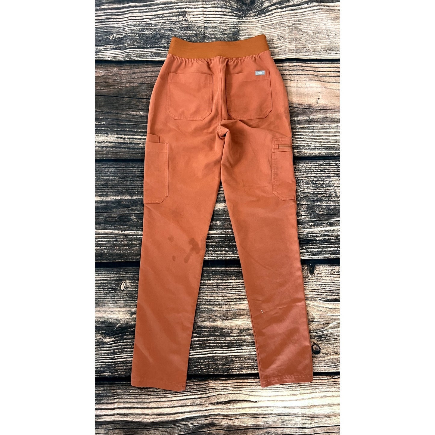 FIGS Women's XS Tapered Scrub Pants Orange Elastic Waist Workwear