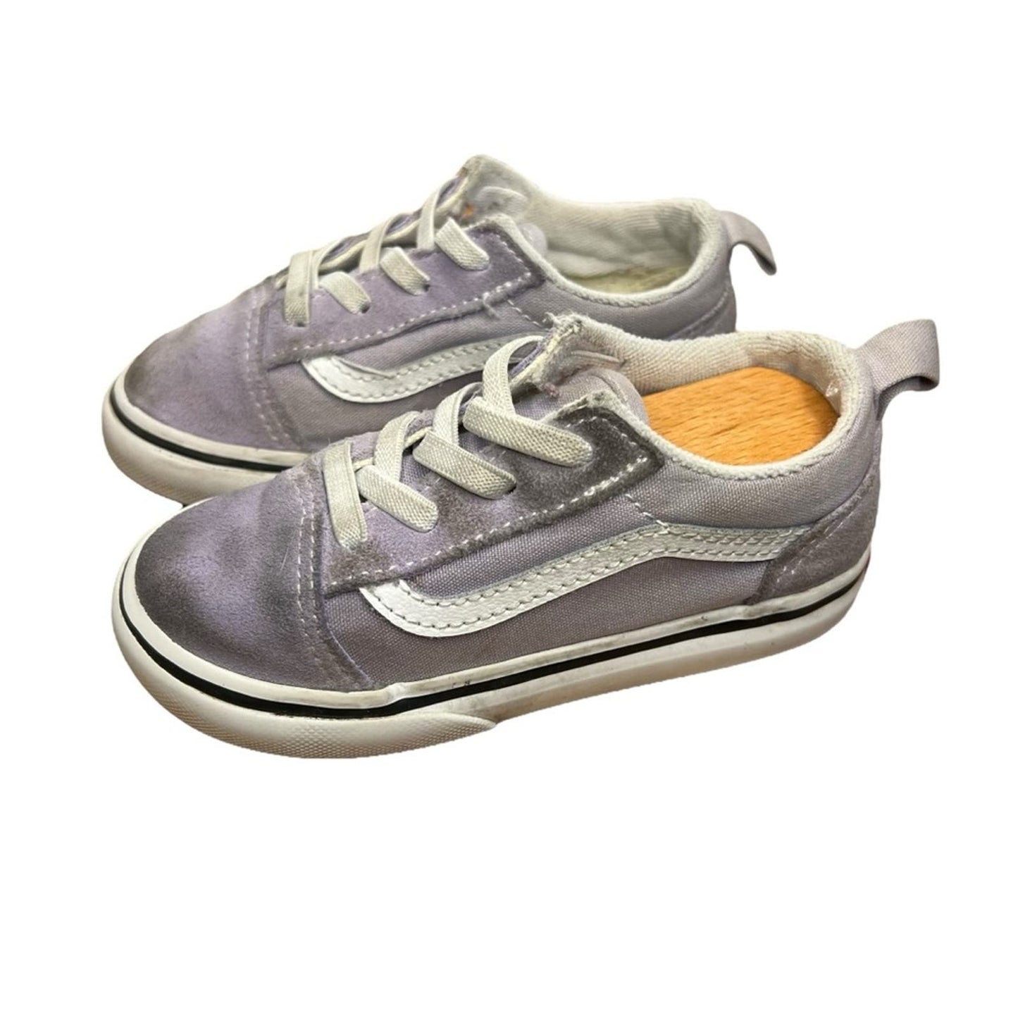 Vans Purple & White Toddler Old Skool Elastic Lace Shoe Size 9.0