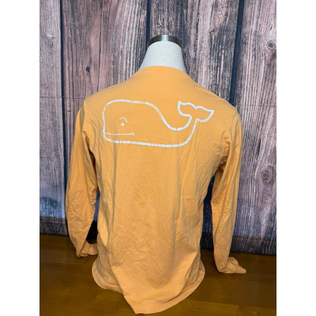 Vineyard Vines Men's Long Sleeve Orange Graphic Pocket T-Shirt Size Large