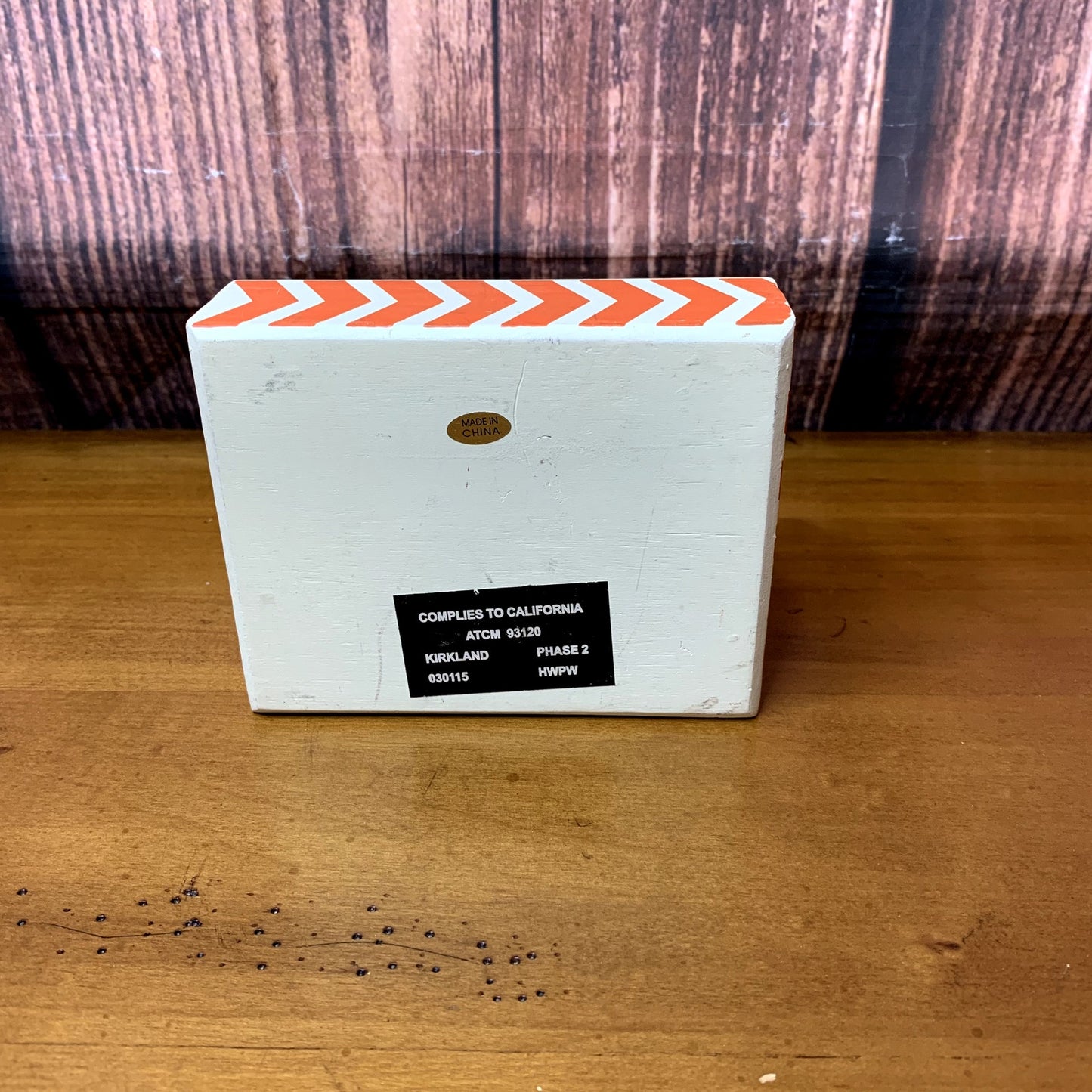 Kirkland Give Thanks Wood Block Sign Orange White Chevron