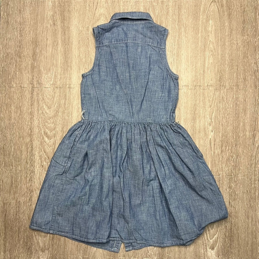 Ralph Lauren Girls' Blue Chambray Fit-and-Flare Dress Size 10 Casual