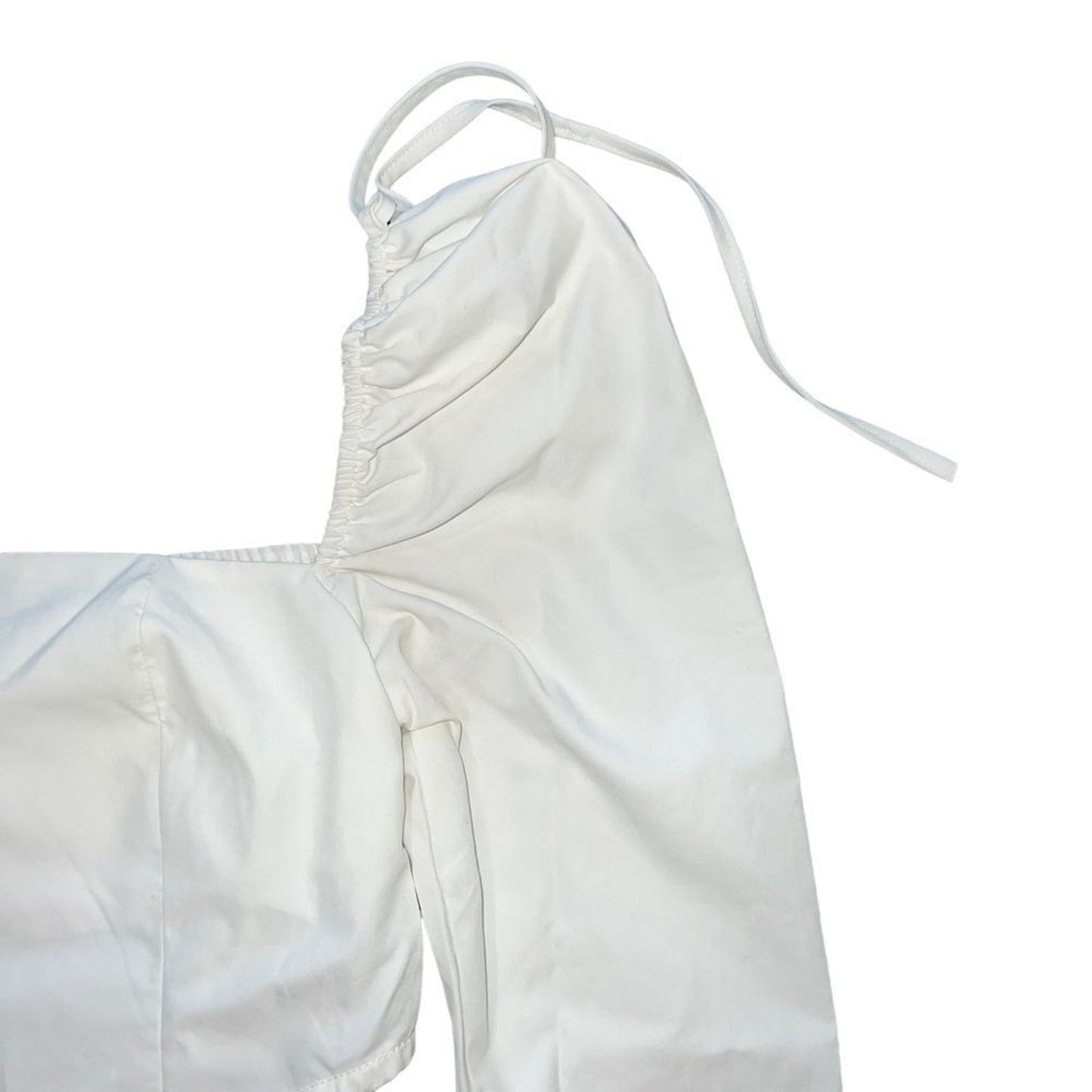 PrettyLittleThing Bodysuit Top Womens Size 8 White Square Neck Puff Sleeve