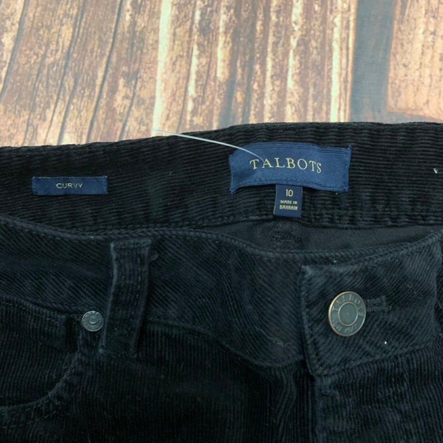 Talbots Pant Women Size 10 Black Curvy Straight Leg Mid Rise
