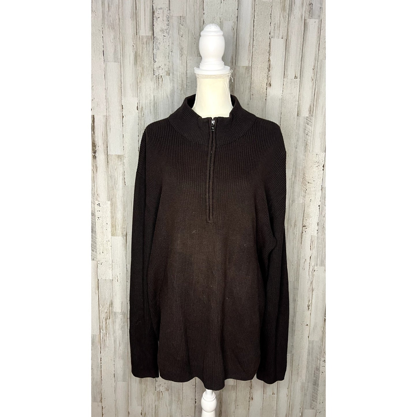 Calvin Klein Men's 2XL Brown Quarter-Zip Mock Neck Sweater