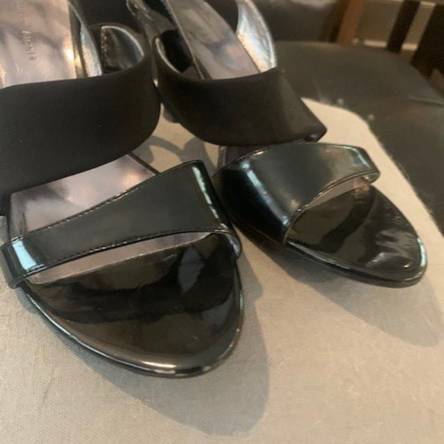Etienne Aigner Black wedge heel sandals 10M