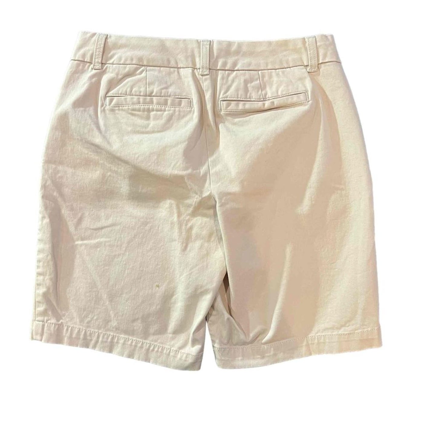 Crown & Ivy Women's Beige Flat Front Caroline Khaki Chino Shorts Size 4P