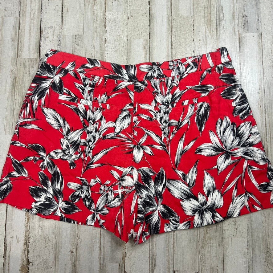 Banana Republic Women's Floral High-Waisted Red Chino Shorts Size 14