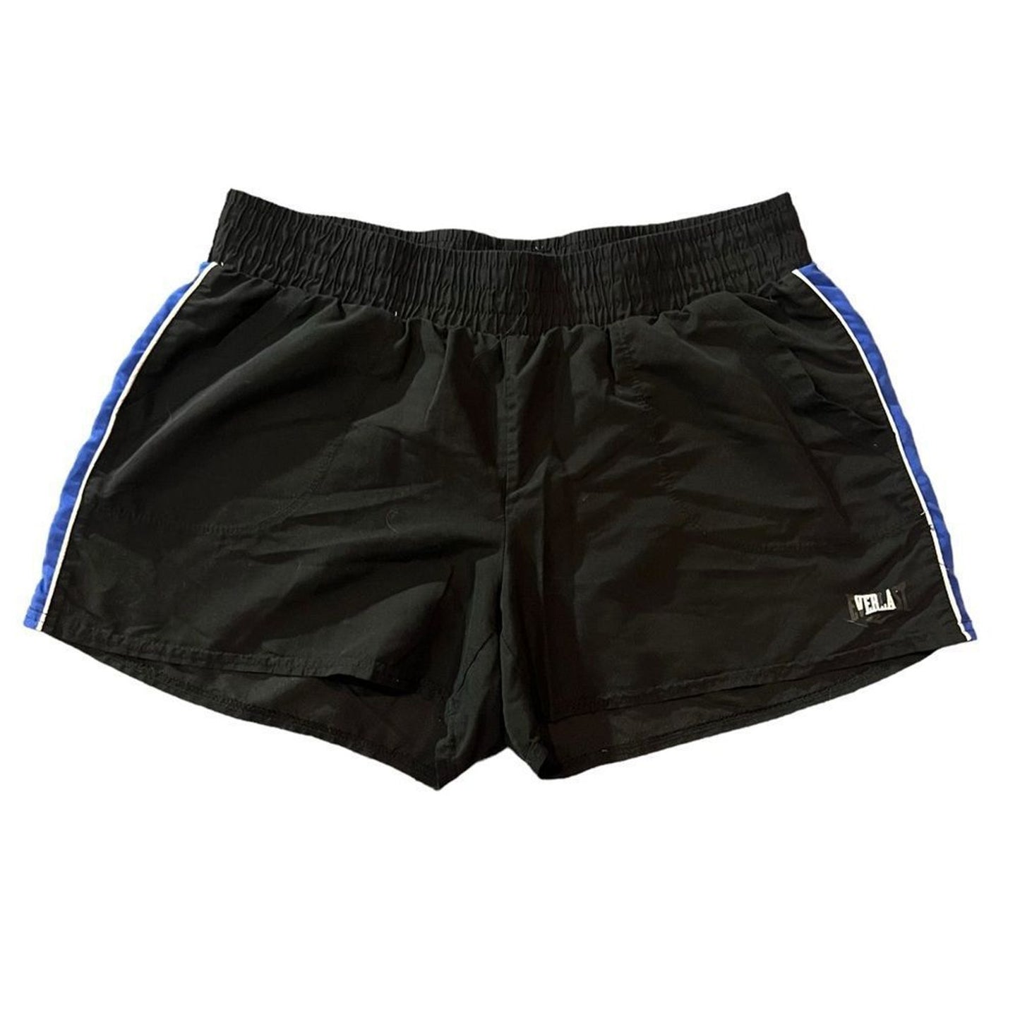 Everlast Women's Boxing Training Shorts Black Blue/White Stripe Size Medium