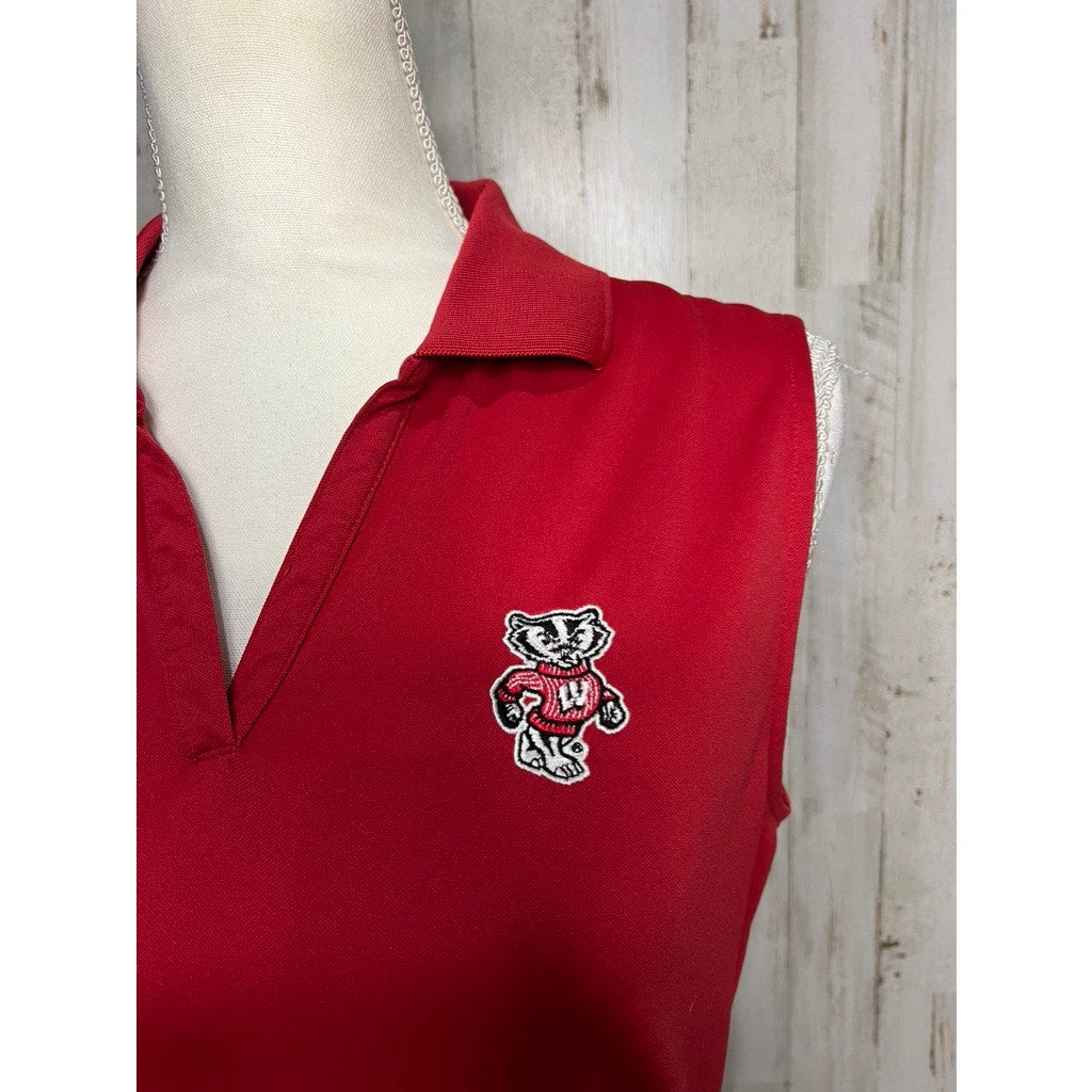 Antigua Women's Medium Wisconsin Badgers Sleeveless Red Polo Shirt