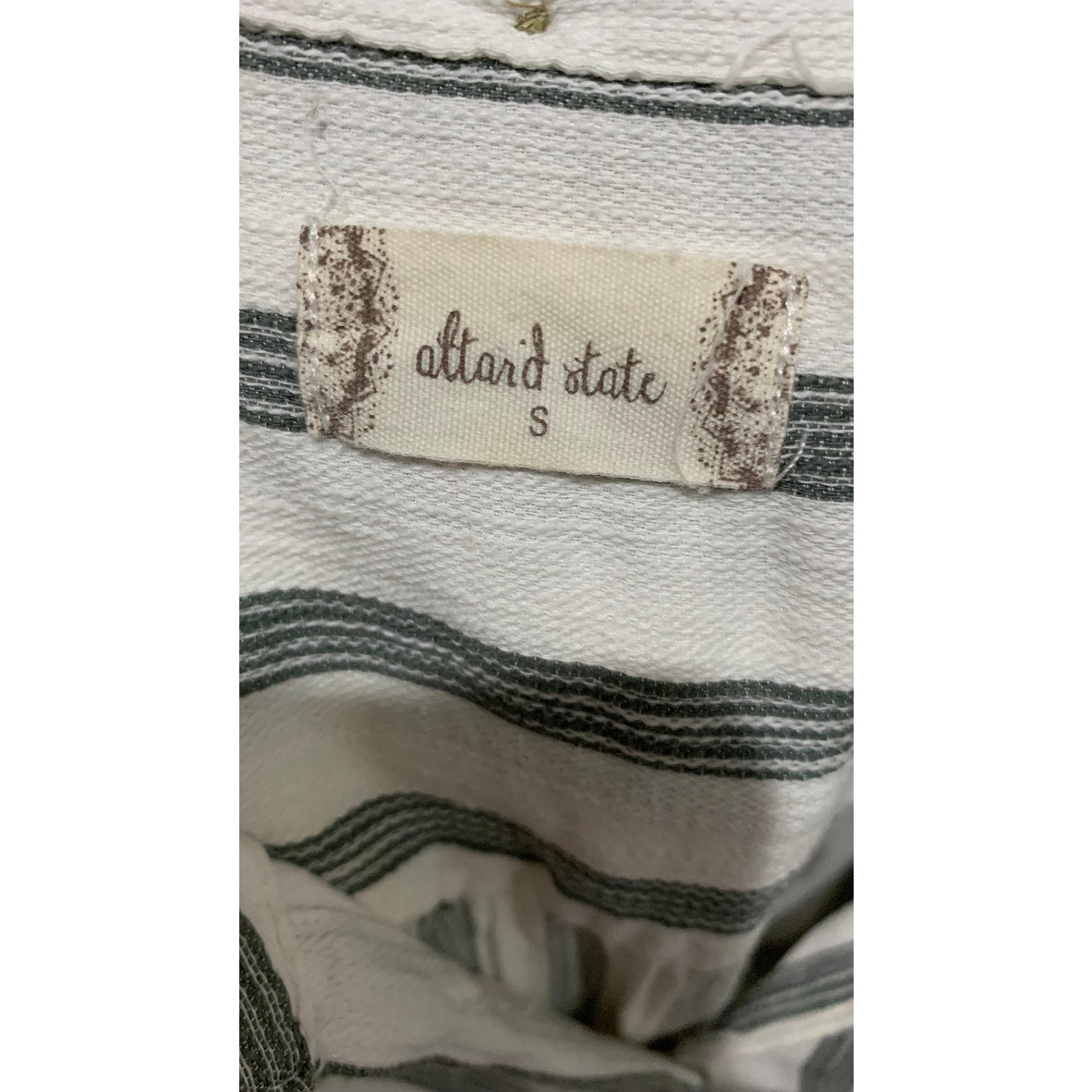 Altar’d State Shirt Dress Small Green White Striped Button Front