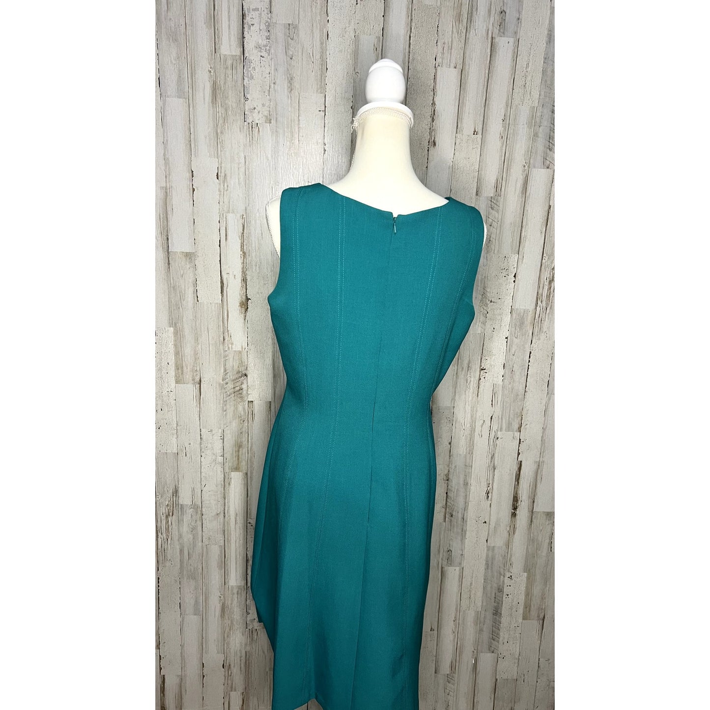 Jones New York Women's Size 10 Teal Sleeveless Sheath Fit & Flare Dress