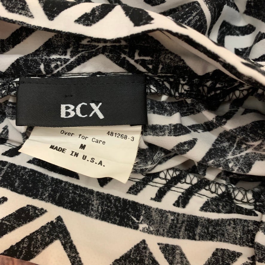 BCX Black White Aztec Print Flounce Mini Skirt Size Medium