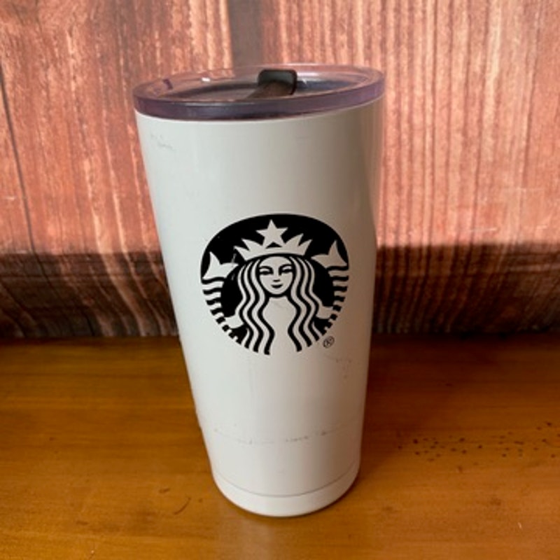 Starbucks Tumbler White 20 fl oz Black Siren Logo Slide Lid