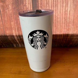 Starbucks Tumbler White 20 fl oz Black Siren Logo Slide Lid