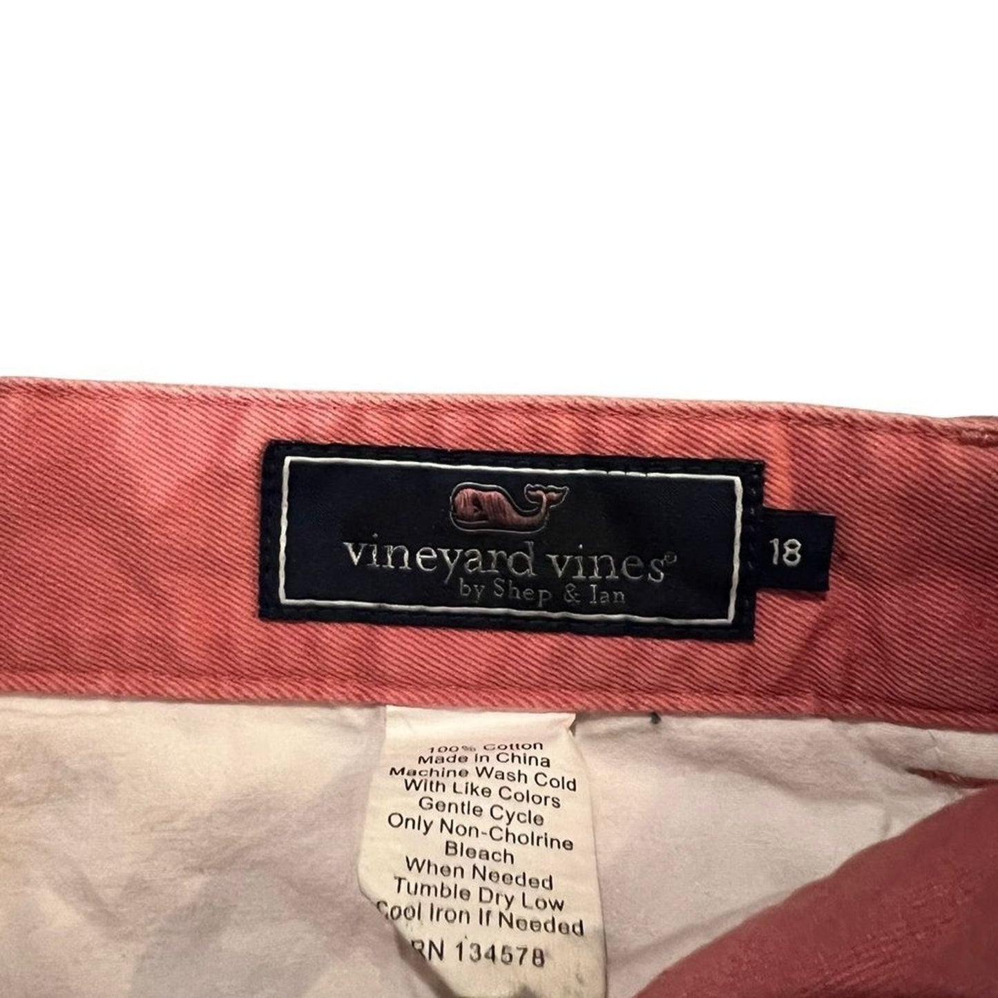 Vineyard Vines Boys Chino Pants Size 18 Salmon Pink Flat Front Preppy