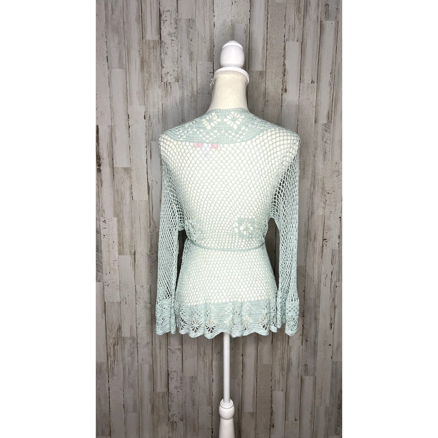 Victoria's Secret Women's Crochet Cardigan Sweater Light Green Medium/Large