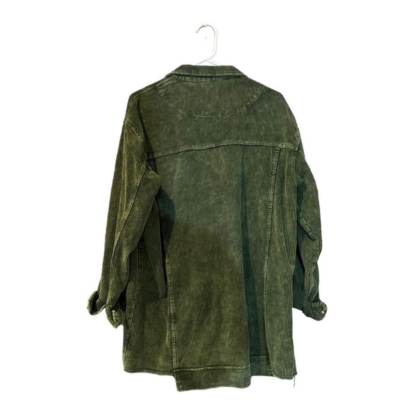 Women's Size Large Distressed Olive Green Corduroy Jacket/Shacket