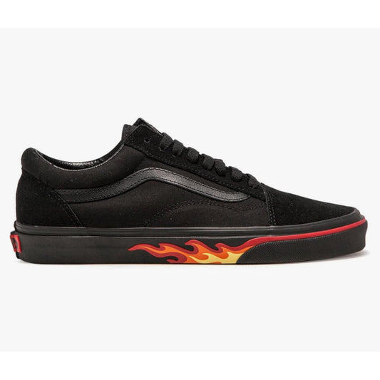 Vans Old Skool Black 'Flame Wall' Unisex Sneakers - Men's 6.5 / Women's 8.0