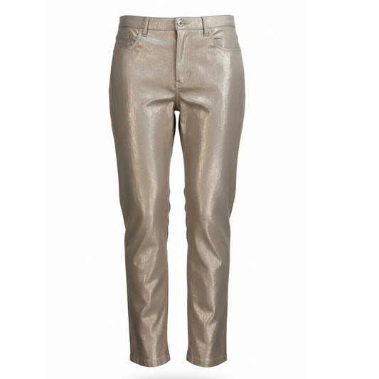 NWT Abercrombie & Fitch 90s Straight Jeans Women's 14 Tall Silver Gold High Rise