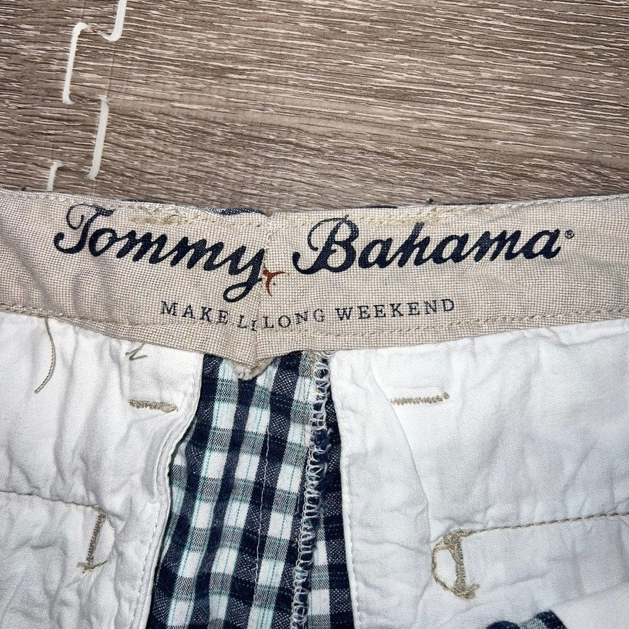 Tommy Bahama Men's Check Chino Shorts Blue Size 34 Summer Classic Fit